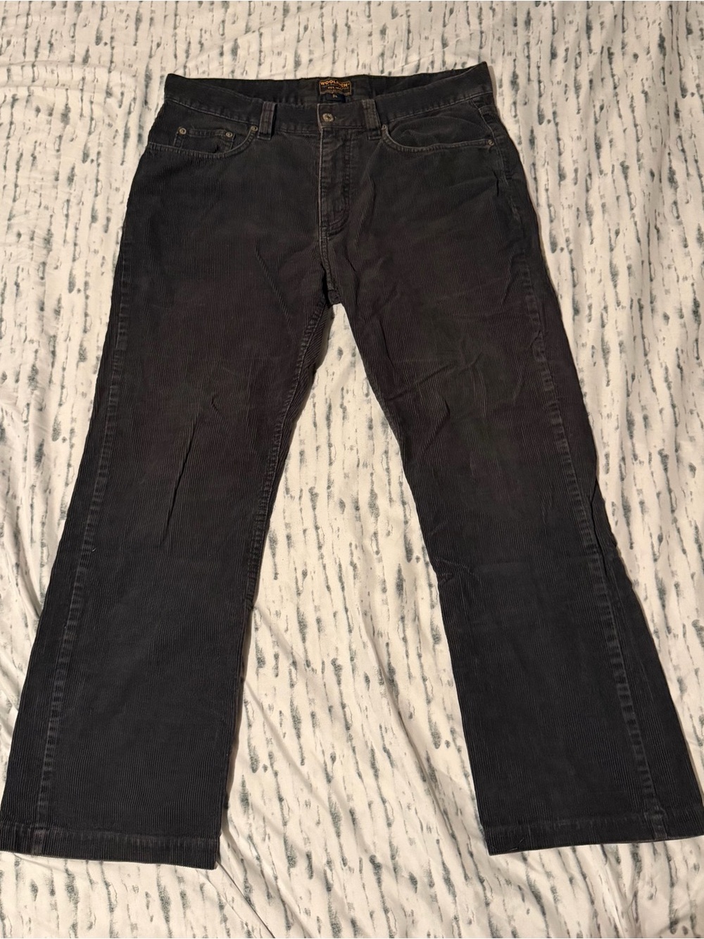 Men's Woolrich Dark Gray Corduroy Jeans - Classic Straight Fit